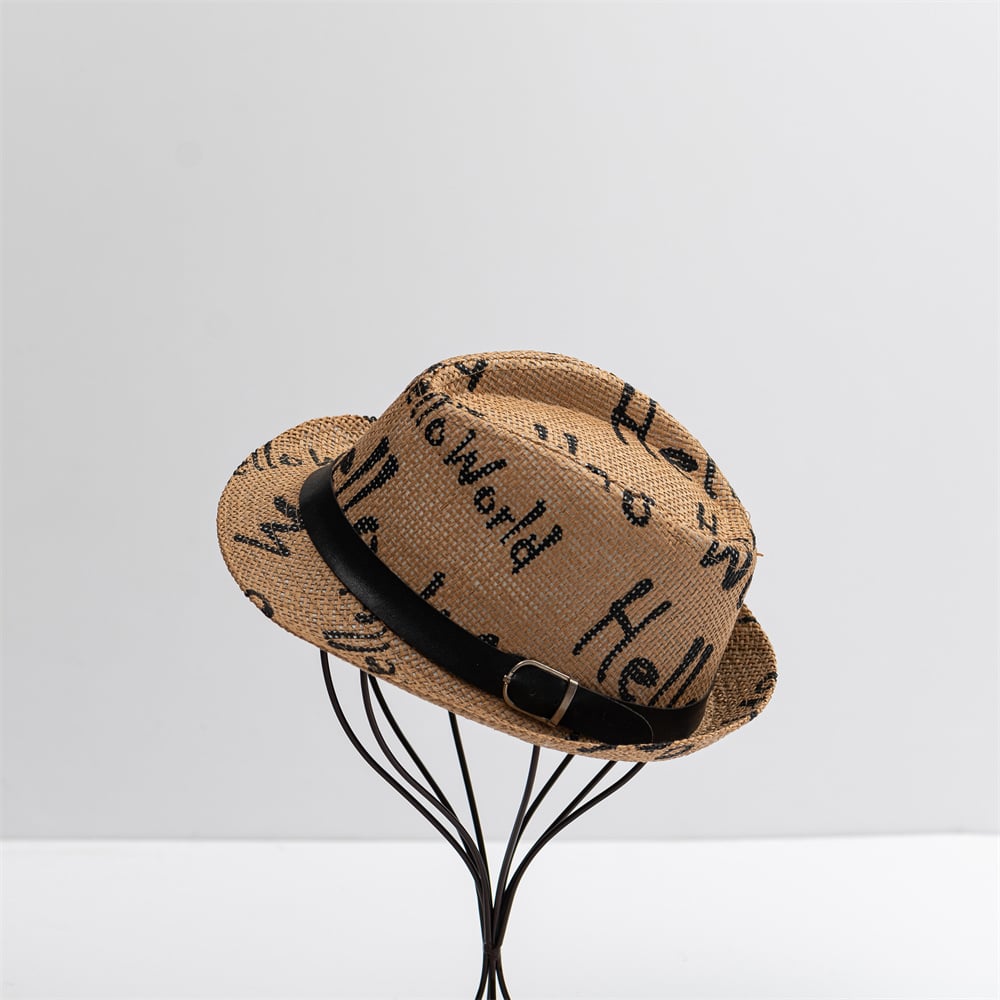 Oem Fashion Cheap Short Brim Brown Men Summer Sun Paper-Cloth Integrated Trilby Fedora Top Straw Hat Vendor