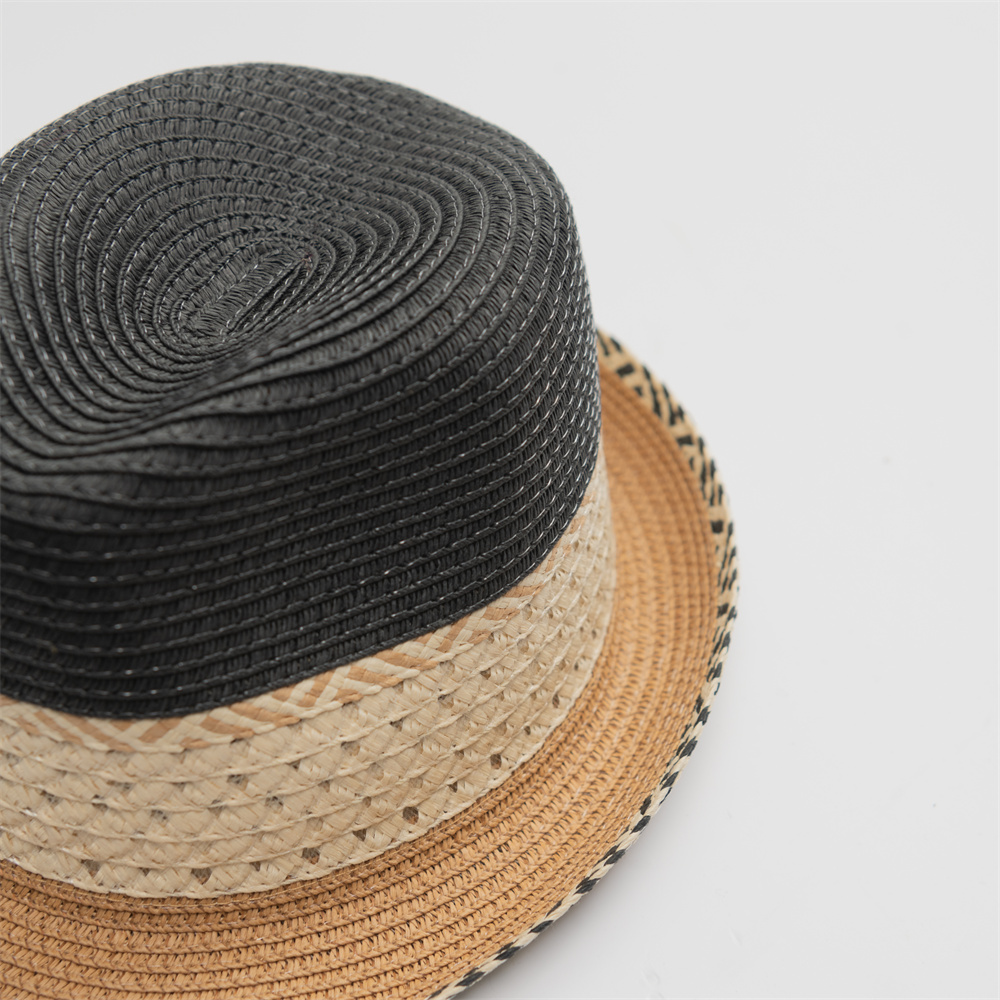 Wholesale Gentleman Jazz Short Brim Summer Beach Sun Caps Straw Trilby Fedora Hat With Custom Logo