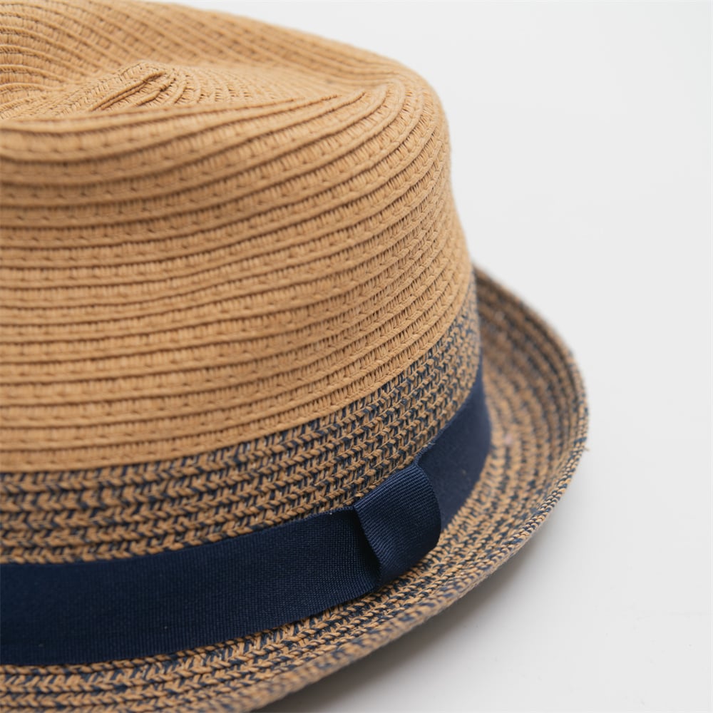 Wholesale Gentleman Jazz Short Brim Summer Beach Sun Caps Straw Trilby Fedora Hat With Custom Logo