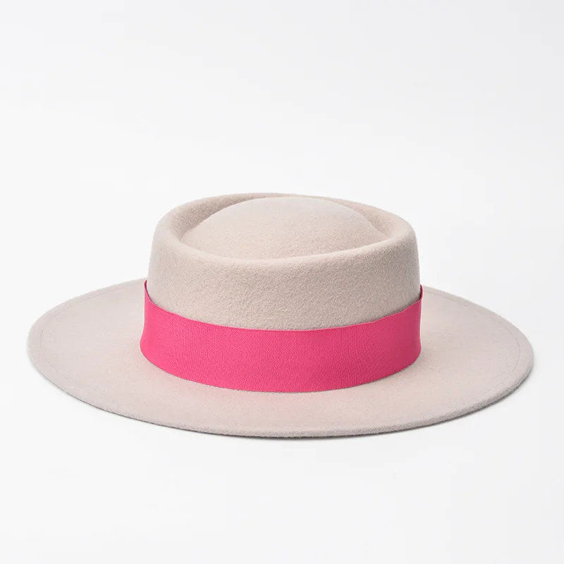 100 Australian Woman Wool Felt Hat Flat Boater Pork Pie Felt Hat