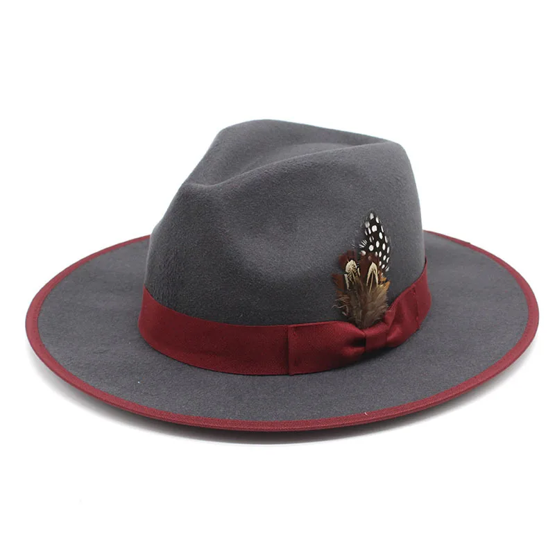 Custom OEM ODM Panama Fedora Felt Hat With Feather