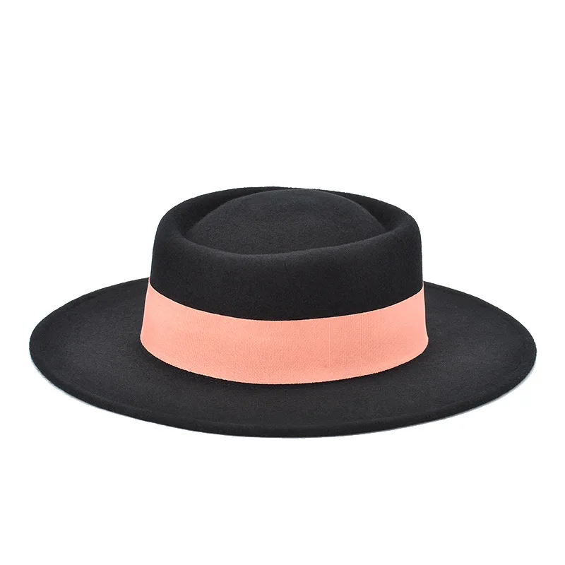 100 Australian Woman Wool Felt Hat Flat Boater Pork Pie Felt Hat