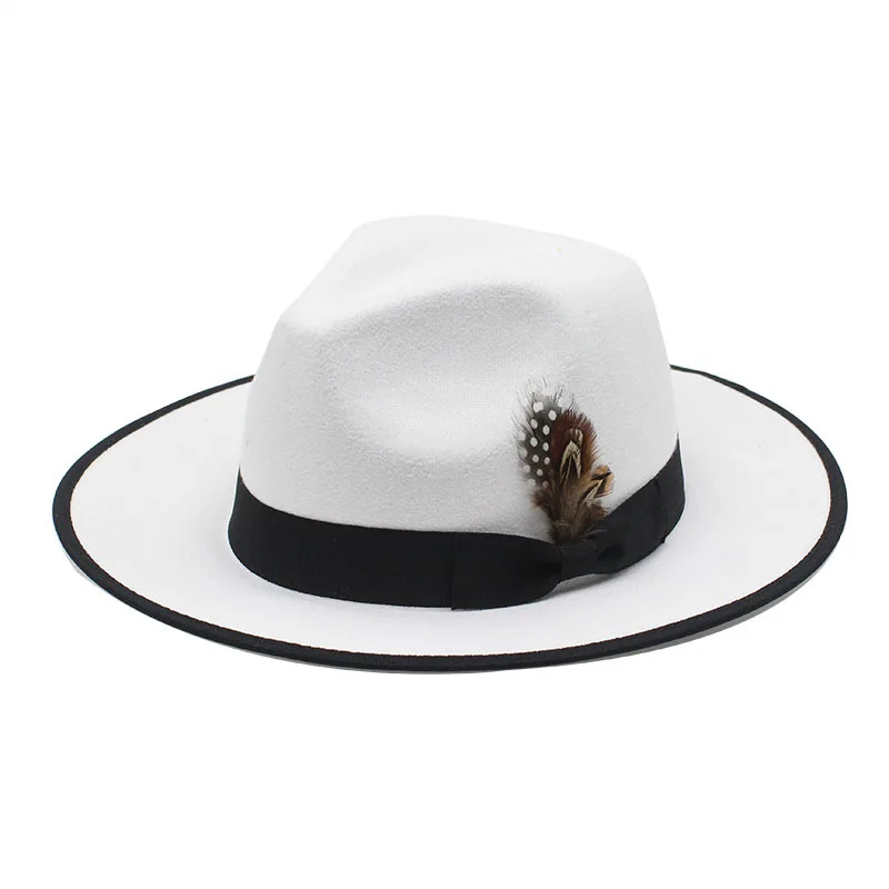 Custom OEM ODM Panama Fedora Felt Hat With Feather