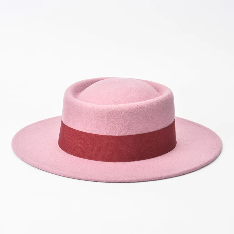 100 Australian Woman Wool Felt Hat Flat Boater Pork Pie Felt Hat