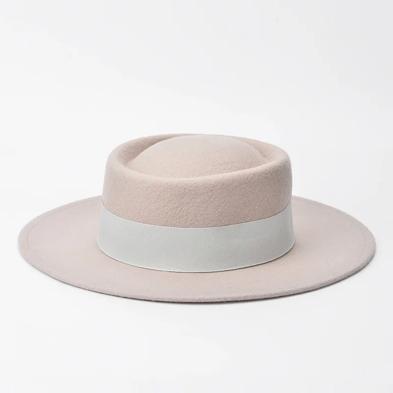 100 Australian Woman Wool Felt Hat Flat Boater Pork Pie Felt Hat