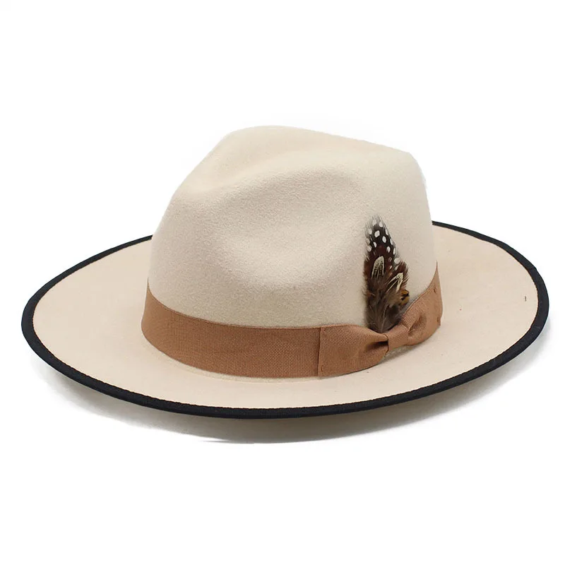 Custom OEM ODM Panama Fedora Felt Hat With Feather