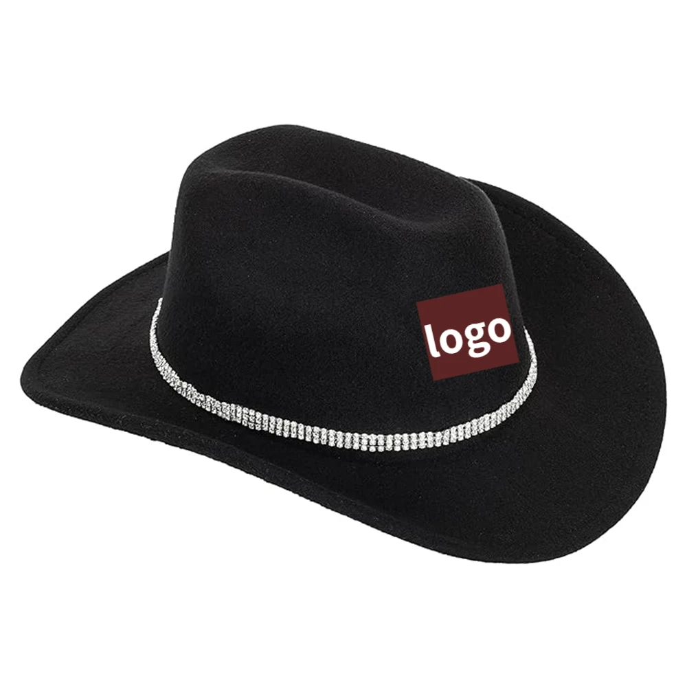 Wool Felt Cowboy Cowgirl Hat Western Jazz With Rhinestone For Women And Men