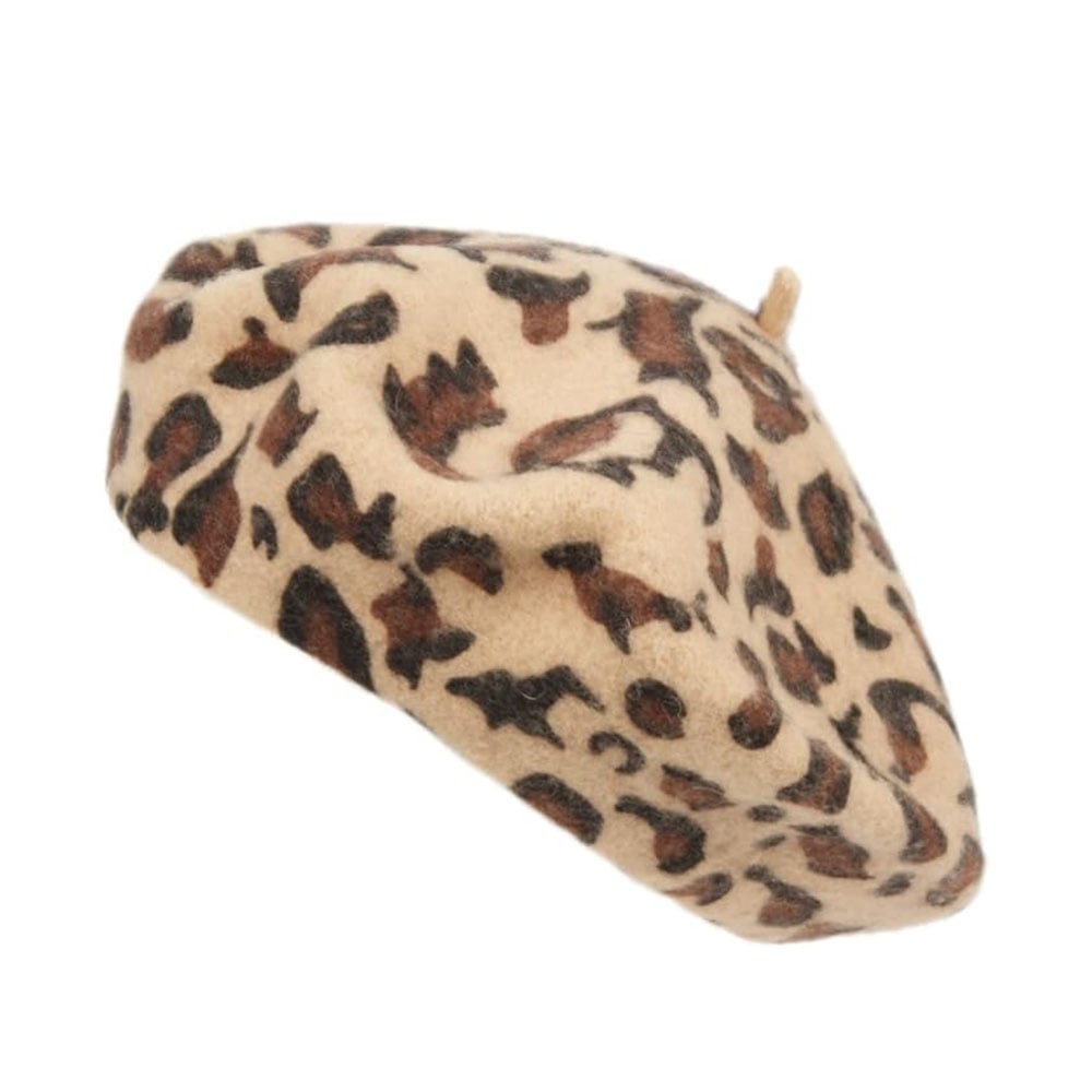 Custom Printing Beret Cap Hat French Traditional Artist Wool Leopard For Woman