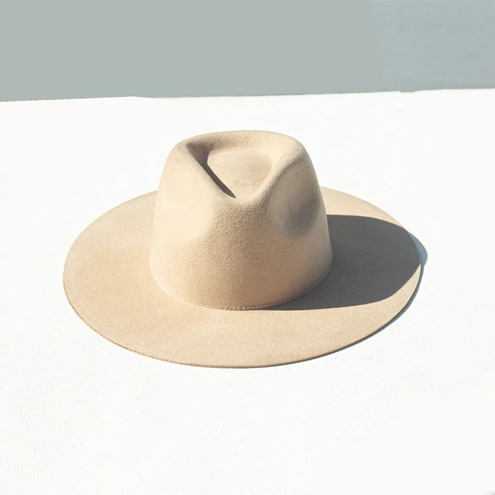 Custom Logo Panama Fedora Felt Hat Flat Brim Wide Brim 100 Australia Wool