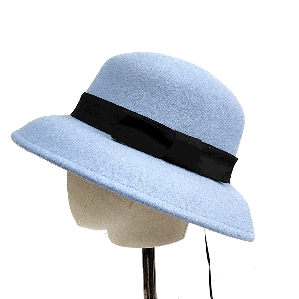 Women'S  Felt Bucket Hat Cloche Round Hat Wool Blend Vintage Wool Fedora Church