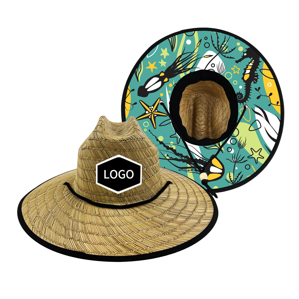 Oem Odm Custom Beach Lifeguard Straw Hat Logo Men