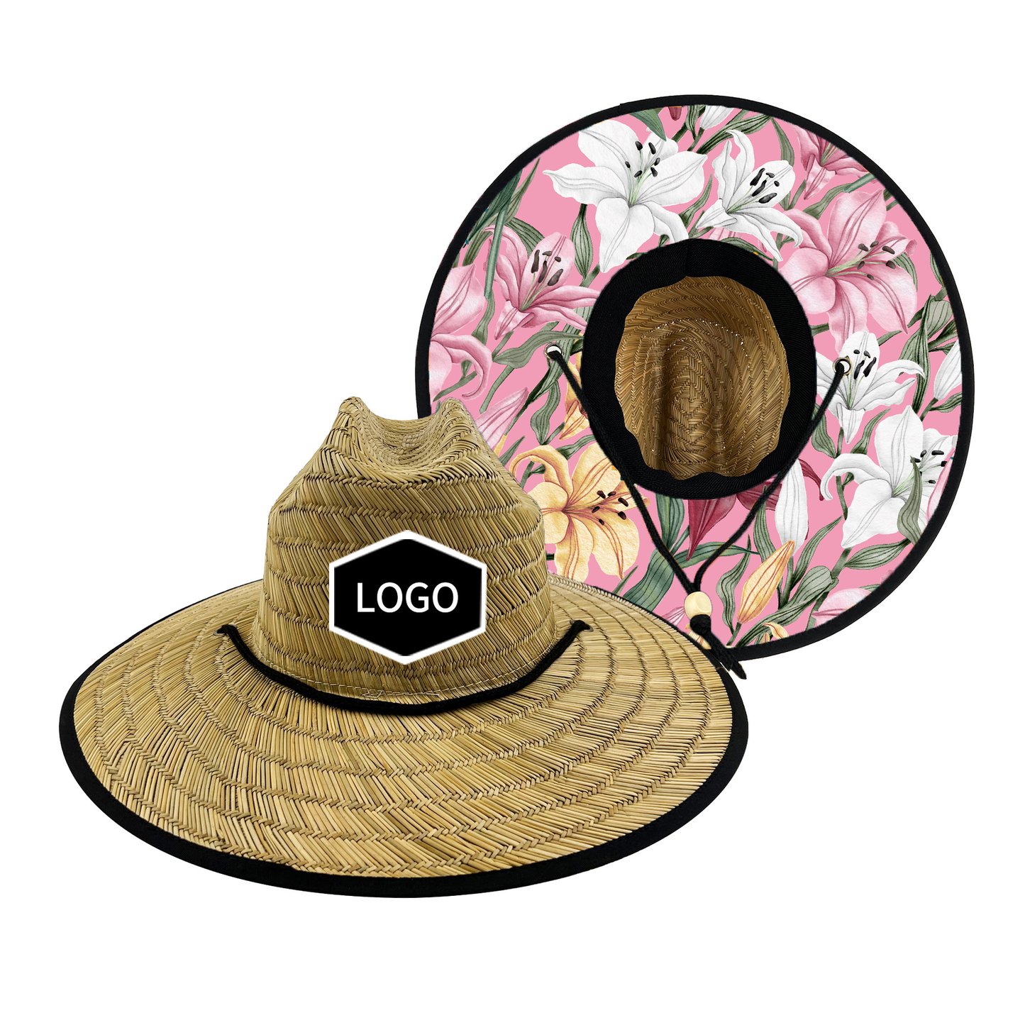 Oem Odm Custom Beach Lifeguard Straw Hat Logo Men