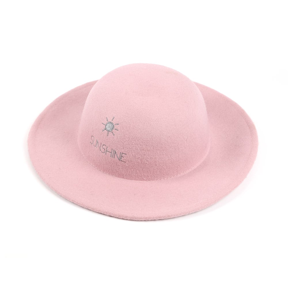 Embroidered Logo 100 Wool Dome Kids Children Child Baby Felt Hat For Kids Children