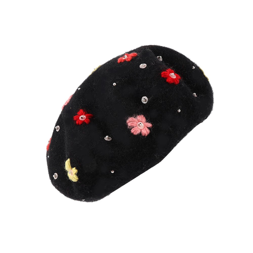 Bulk Beret Cap British Retro Artist 100 Pure Wool Exquisite Stereoscopic Flowers