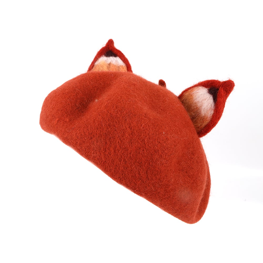 100% Wool Fox Ears Beret Hat Cap Lovely Girls Adult High Quality