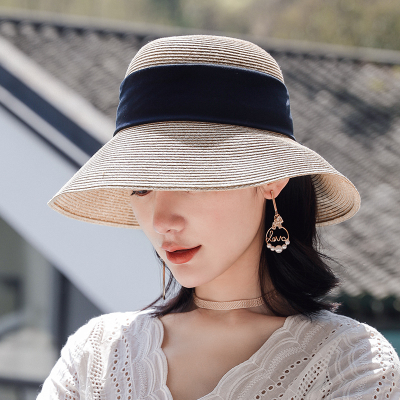 Oem Odm Women Summer Sun Upf Ladies Beach Straw Bucket Hat Supplier With Bowknot