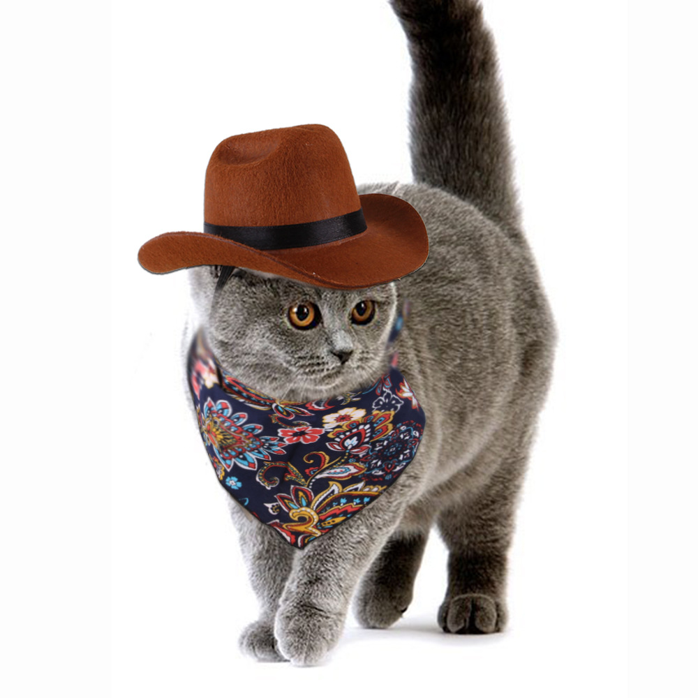 Oem Pet Cowboy Felt Hat Costume Cosplay Costumes For Dogs Cat Pet Party Decoration