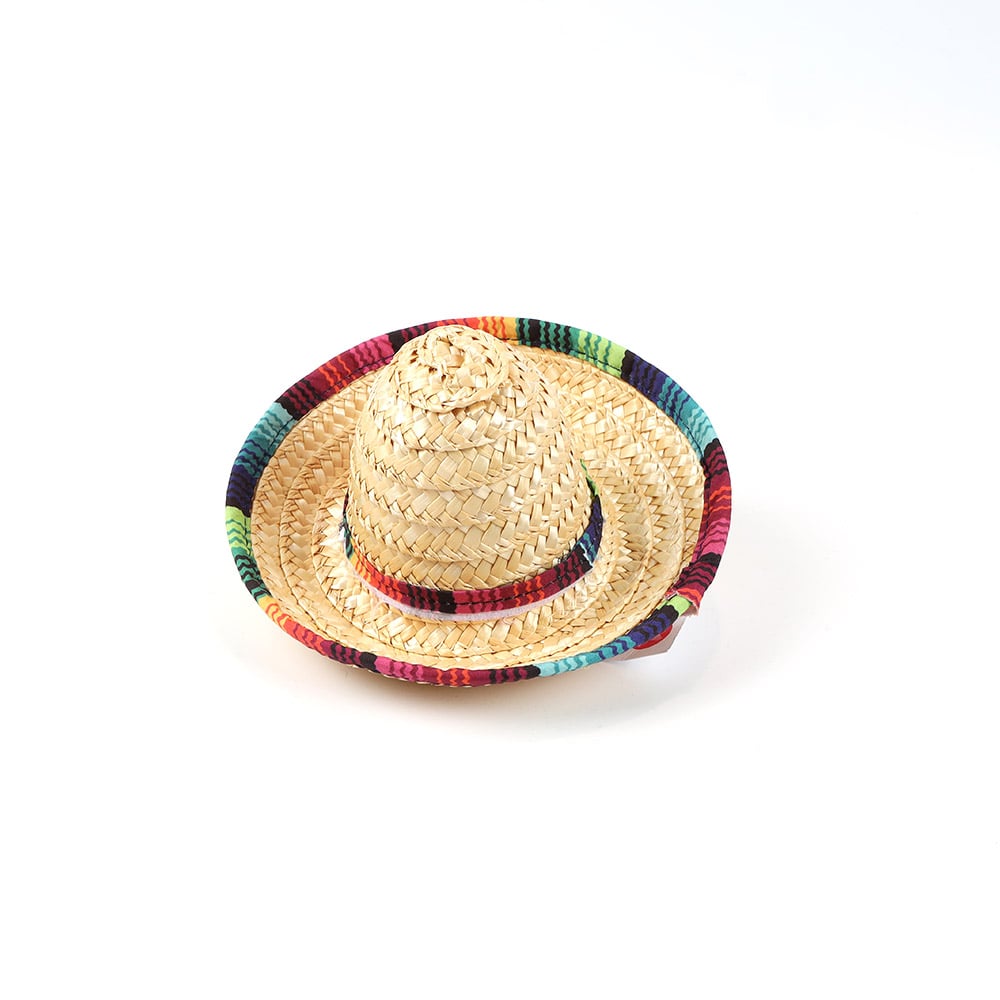 Wheat Colorful Sombrero Pet'S Dog'S Cat'S Mexico Straw Hat Supplier For Small Pets/Puppy/Cat