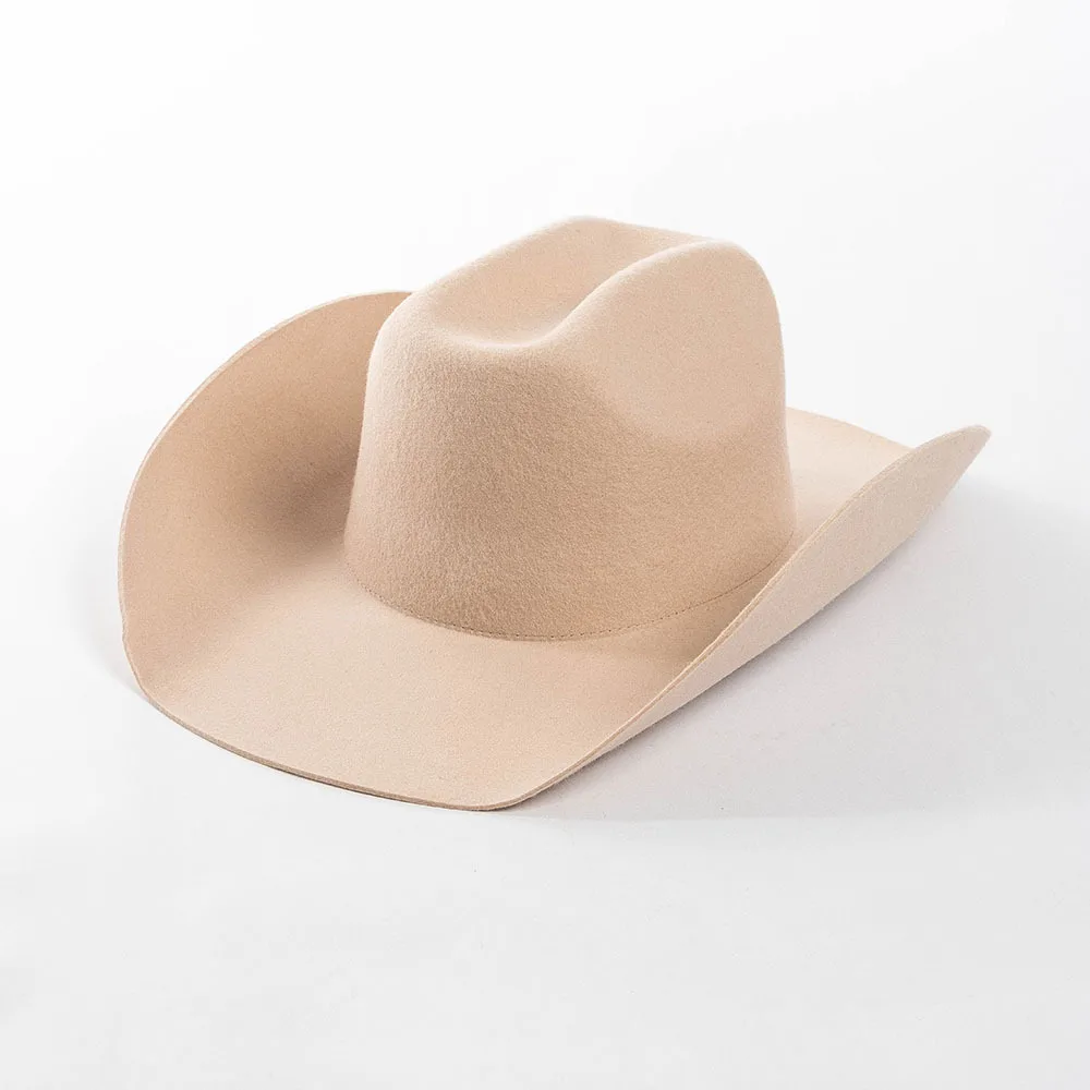 Oem Odm Wide Brim 100 Pure Wool Western Jazz Felt Pro Cowboy Hat