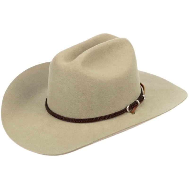 Custom Logo Western Jazz 100% Wool Felt Cowboy Hat With Belt Buckle