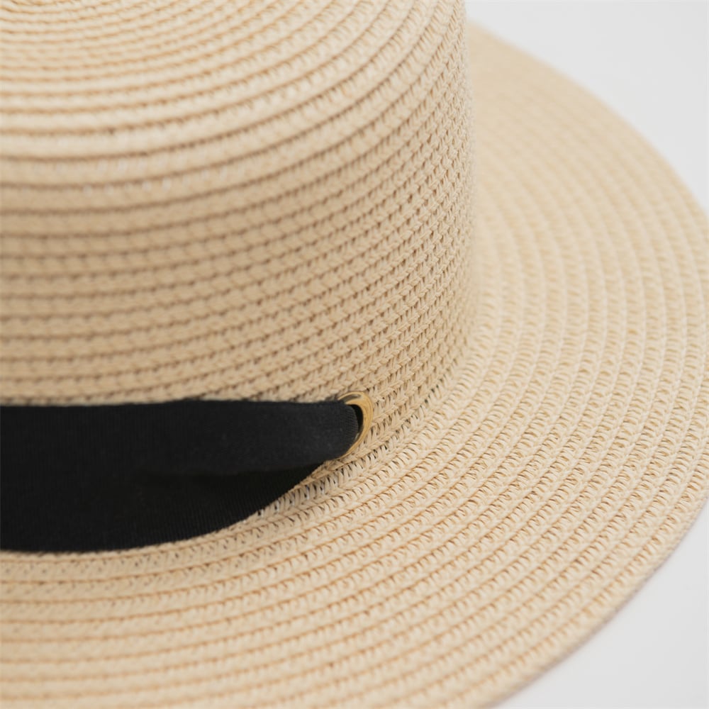 Flat Top Bowler Hat Summer Panama Straw Hat Beach Women Summer Straw Hats