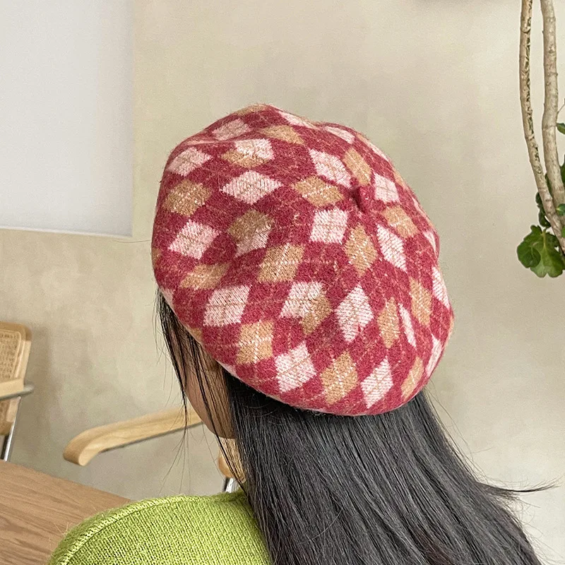 New Beret Hat Cap French Casual Lattice 100 Wool For Women