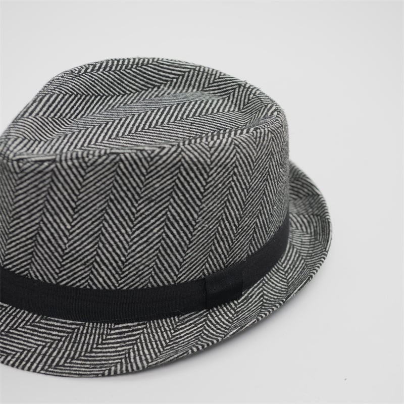 Customized Fedora Trilby Felt Hat Men Unisex Stripe Classic Women Wool Fabric Shaped Hat