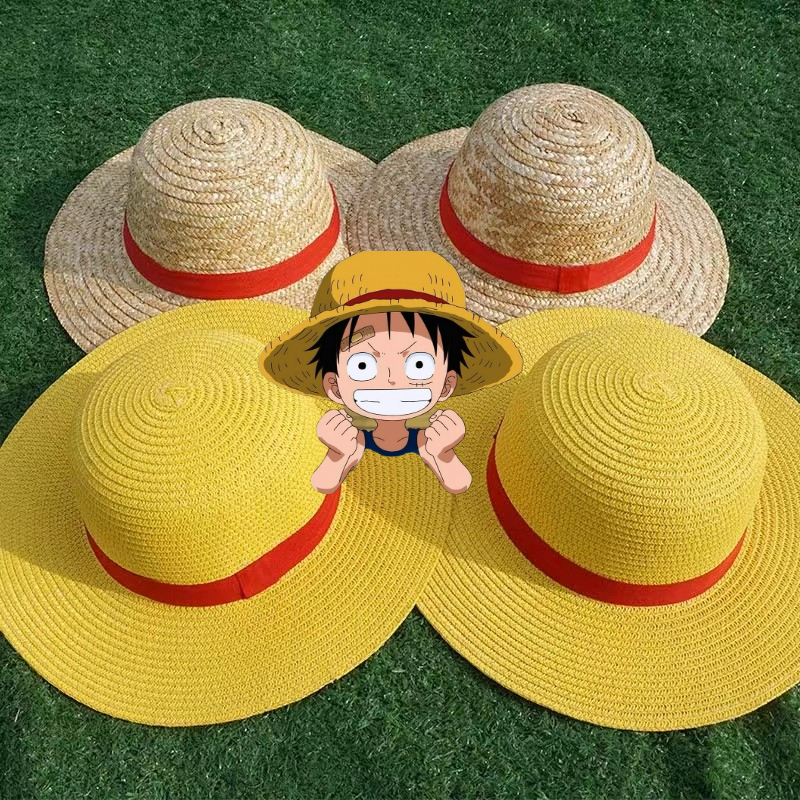 Luffy Straw Hat Hot Japanese Cartoon Sunscreen Cosplay Neck String Anime Flat Hats Supplier For Adult