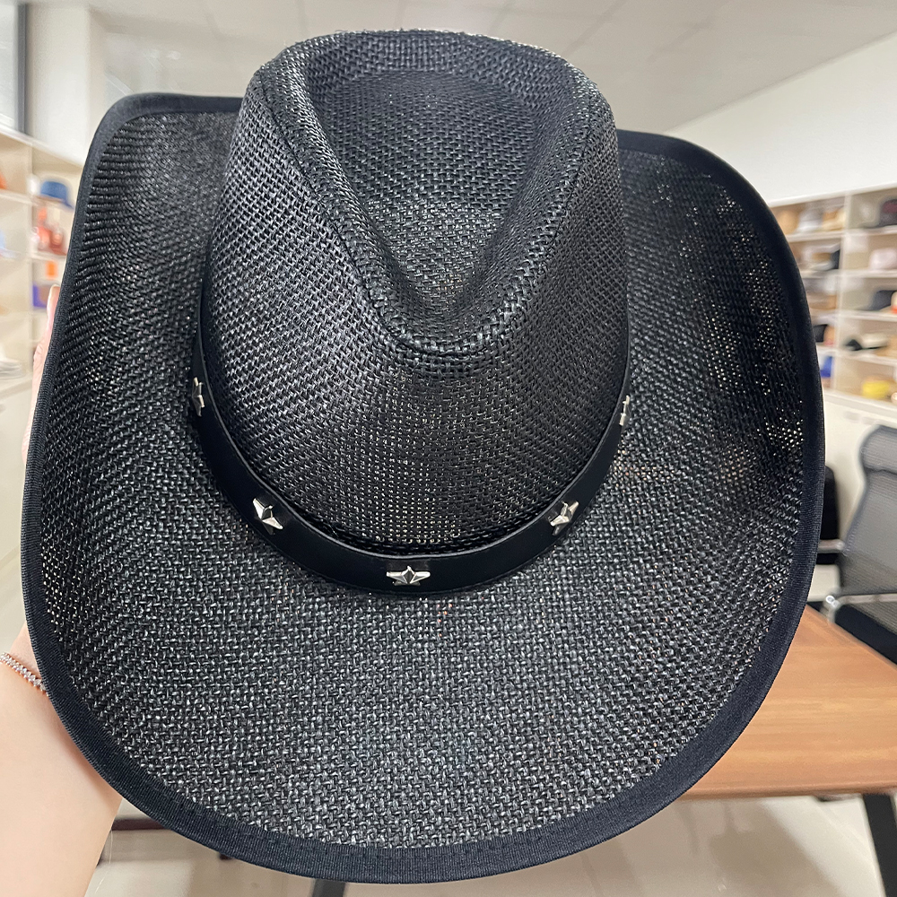 Customized Logo Straw Cowboy Cowgirl Hat Classic Paper Cloth