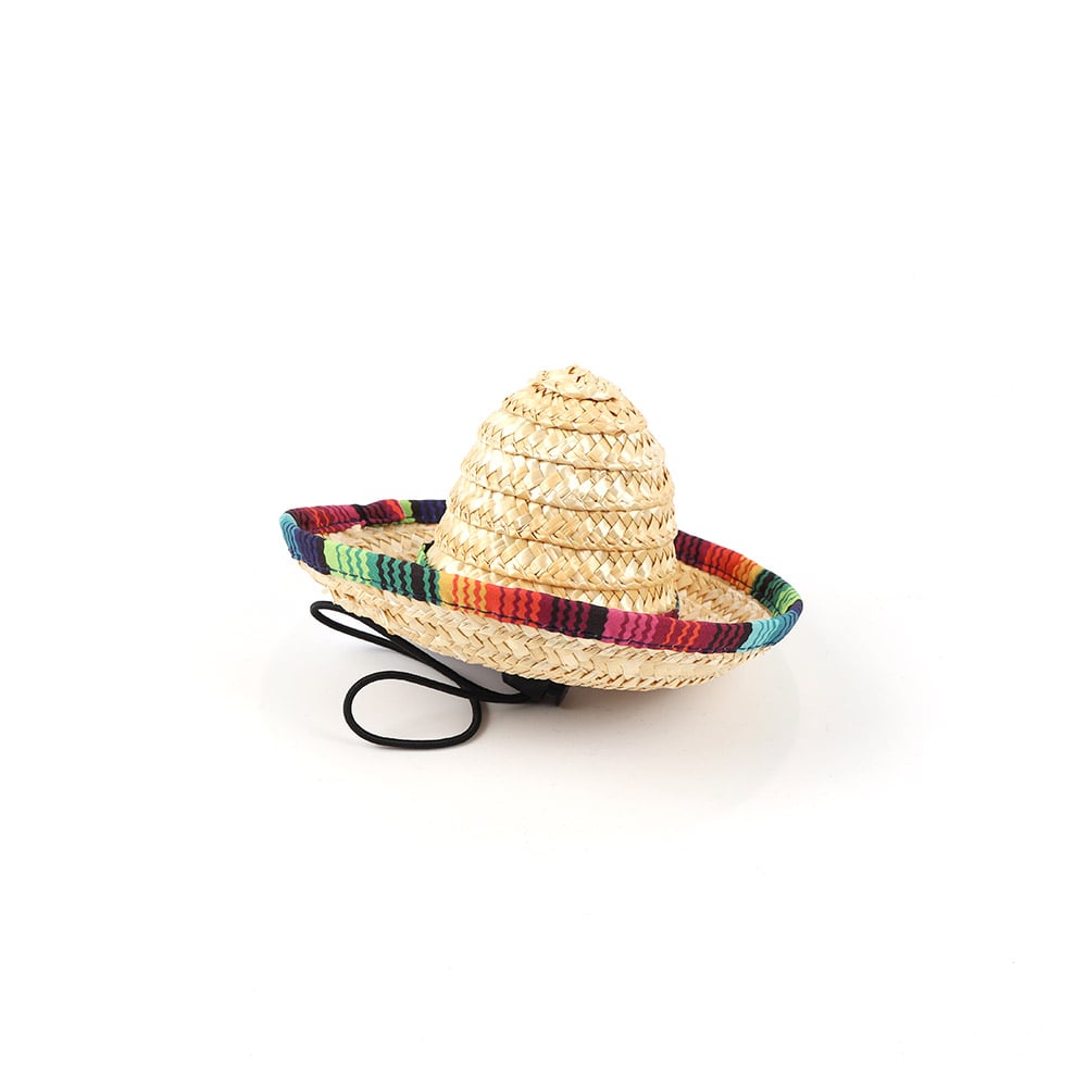 Wheat Colorful Sombrero Pet'S Dog'S Cat'S Mexico Straw Hat Supplier For Small Pets/Puppy/Cat