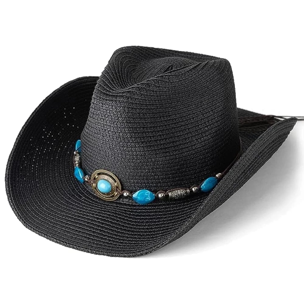 Customized Cowboy Straw Hat Western Style Classic Wide Brim Cowgirl Hat With Belt Buckle