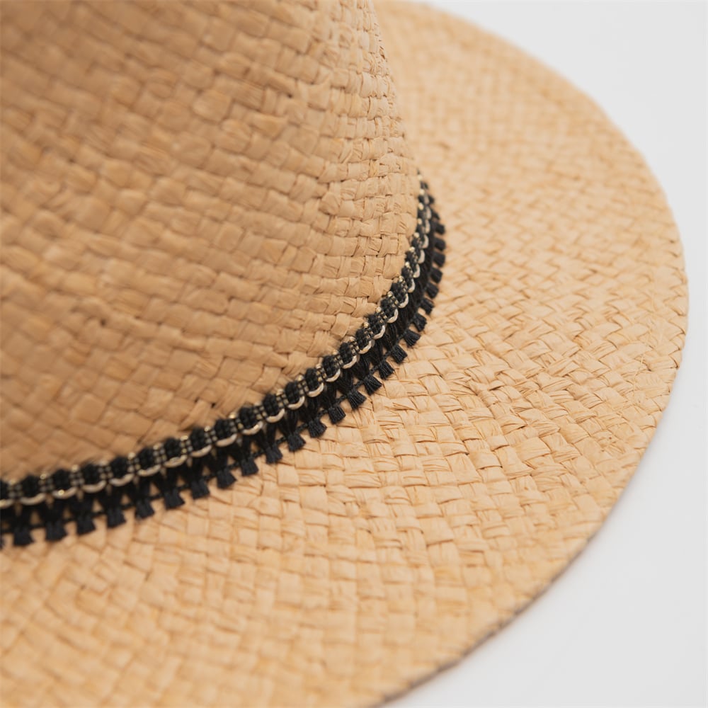 Custom Straw Fedora Hat Hot Sale Super Quality Summer Natural Imitated Raffia Lala Summer Panama Hat