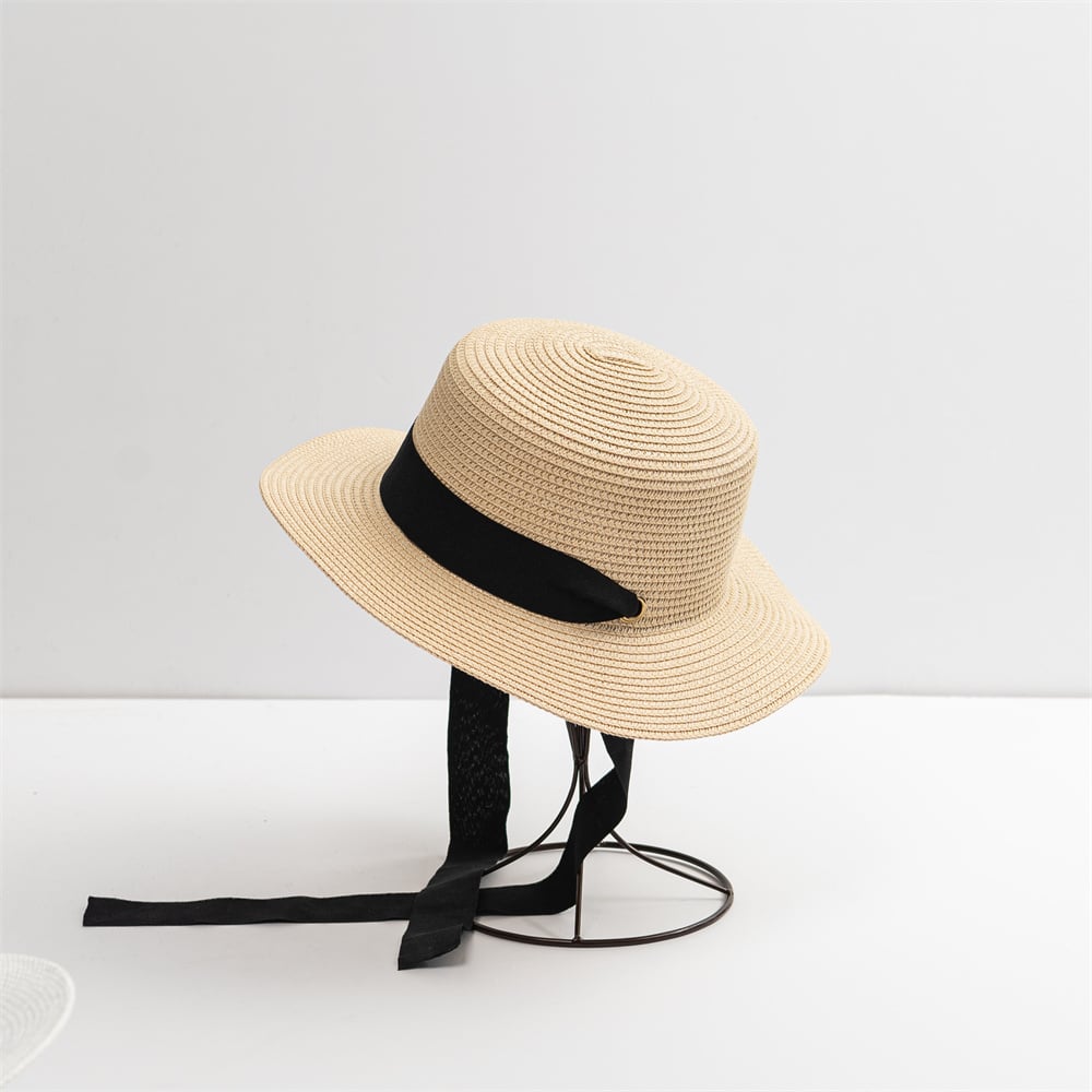 Flat Top Bowler Hat Summer Panama Straw Hat Beach Women Summer Straw Hats