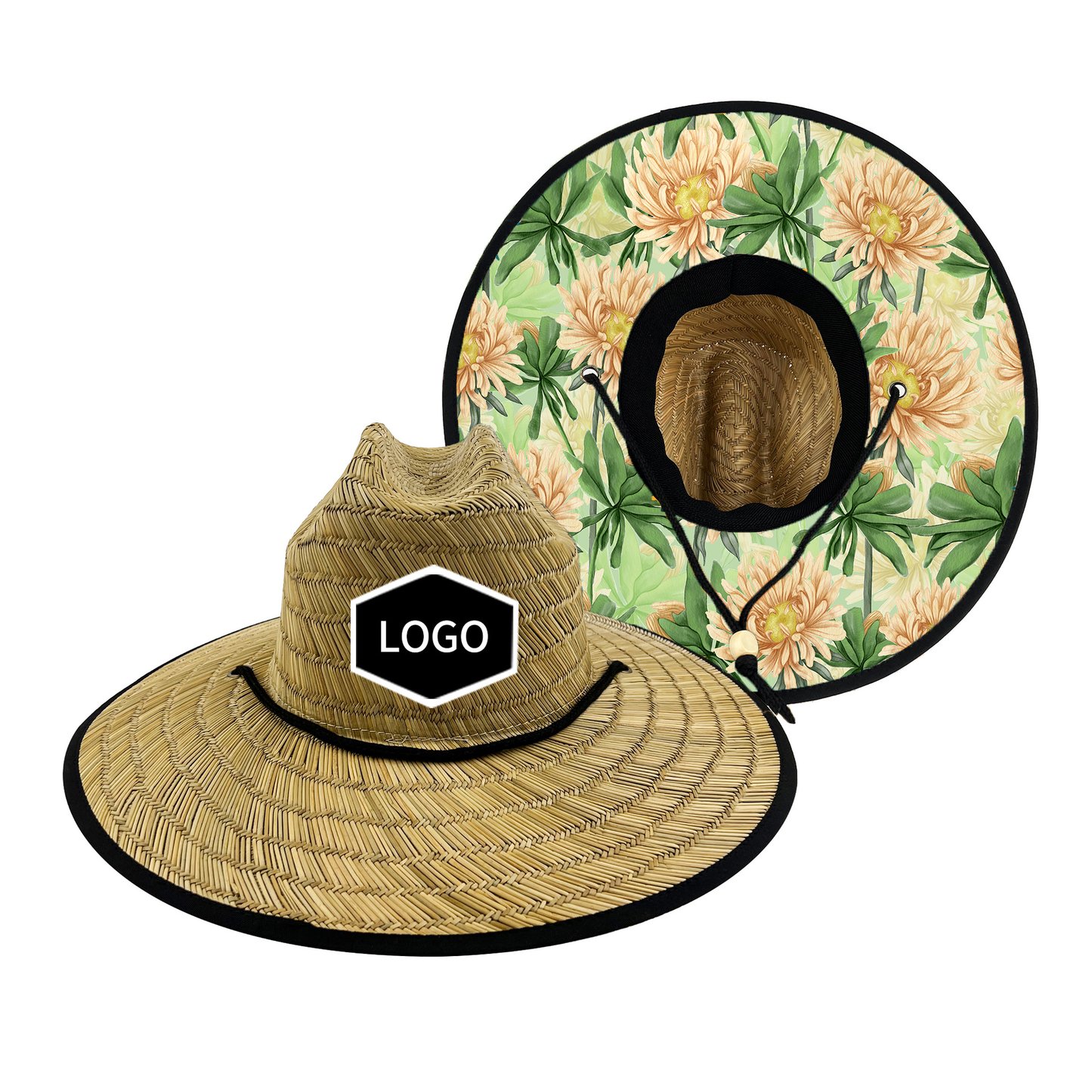 Oem Odm Custom Beach Lifeguard Straw Hat Logo Men