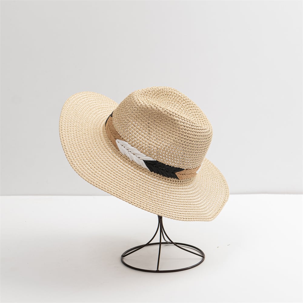 Beach Panama Sun Straw Fedora Hat For Women Men Wide Brim Fedora Straw Beach Hat Uv Upf 50