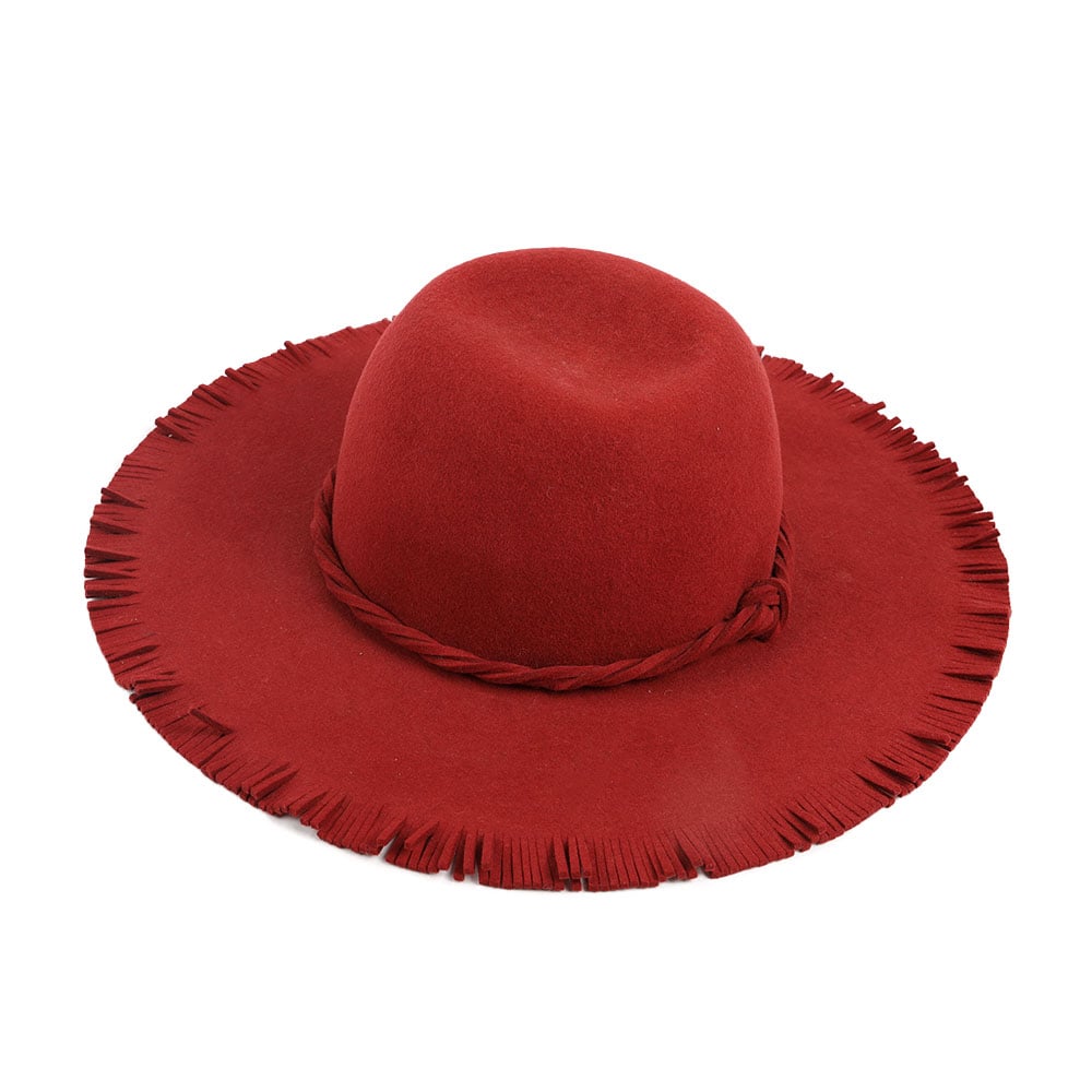 100 Wool Handmade Woman Ladies Floppy Wide Tassels Brim Dome Felt Hat