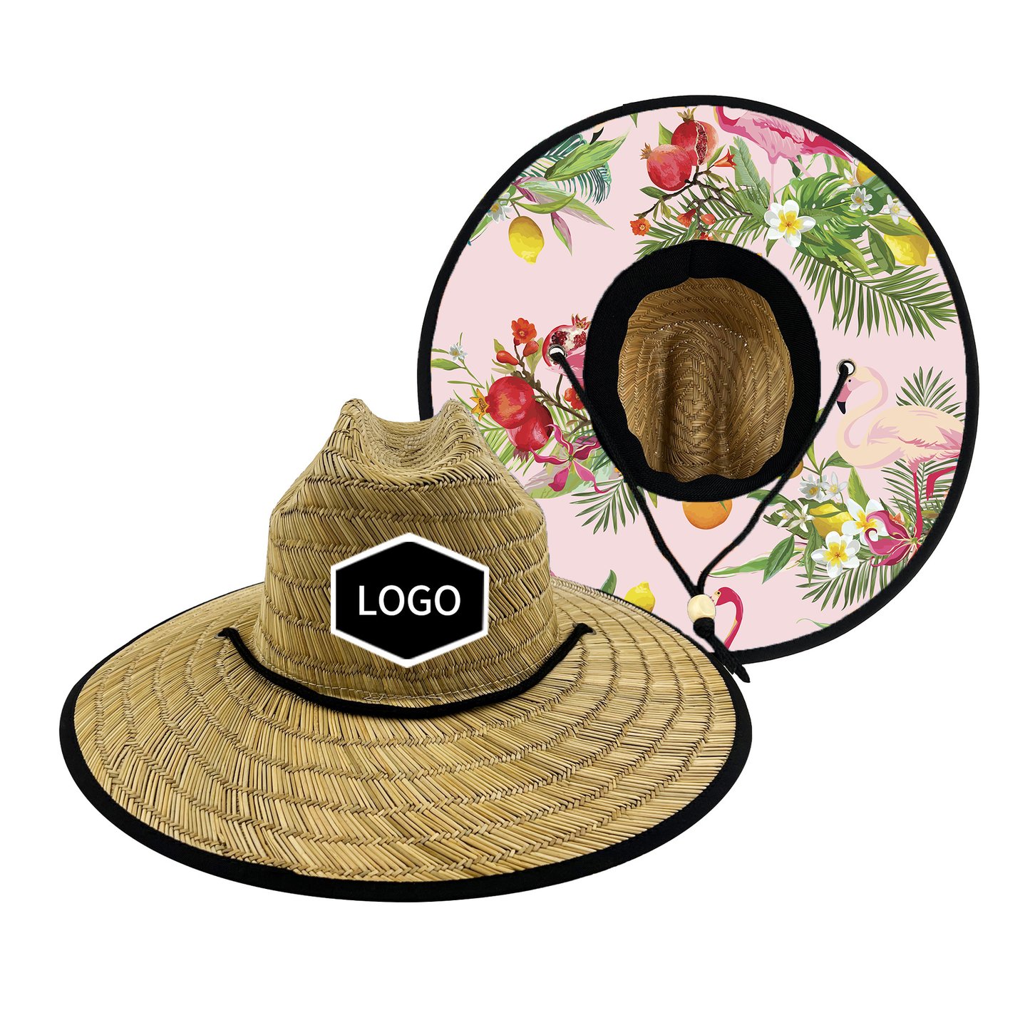 Oem Odm Custom Beach Lifeguard Straw Hat Logo Men