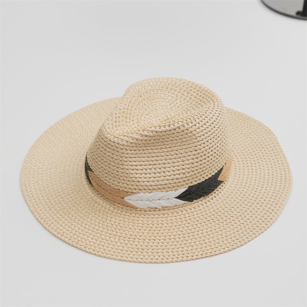 Beach Panama Sun Straw Fedora Hat For Women Men Wide Brim Fedora Straw Beach Hat Uv Upf 50