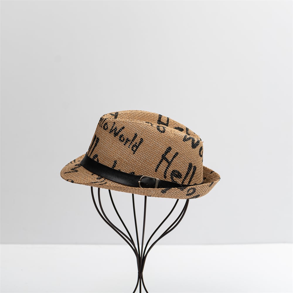 Oem Fashion Cheap Short Brim Brown Men Summer Sun Paper-Cloth Integrated Trilby Fedora Top Straw Hat Vendor