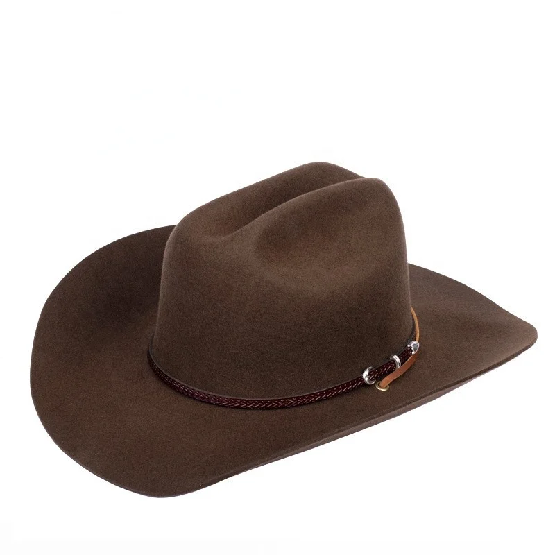 Custom Logo Western Jazz 100% Wool Felt Cowboy Hat With Belt Buckle