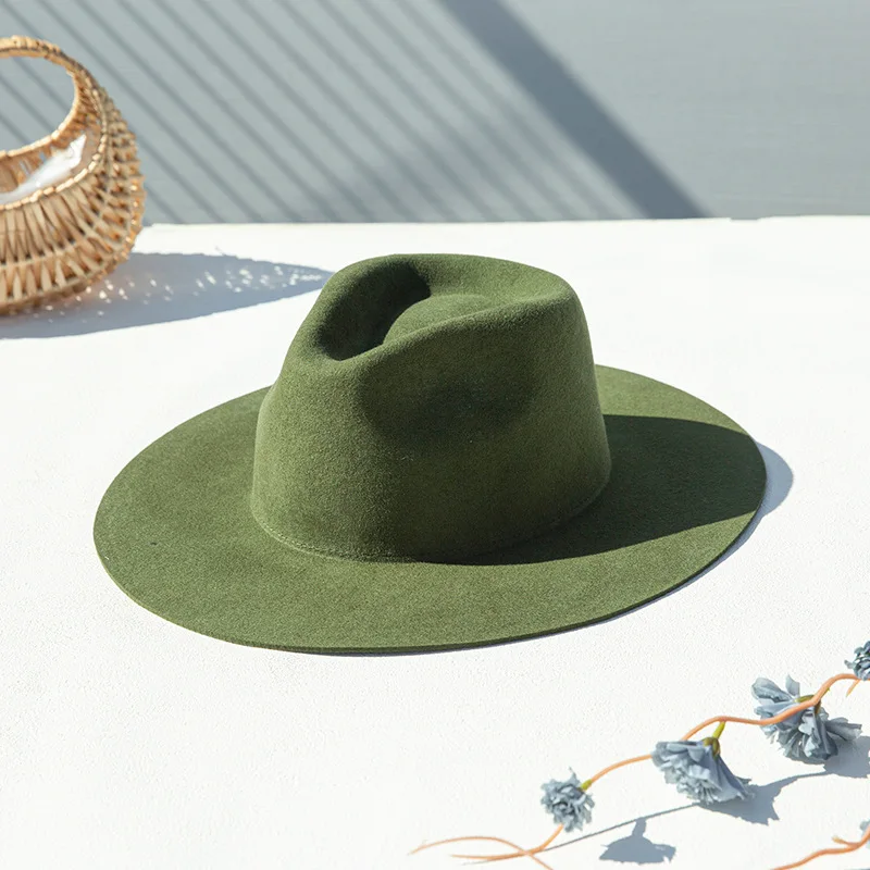 Custom Logo Panama Fedora Felt Hat Flat Brim Wide Brim 100 Australia Wool