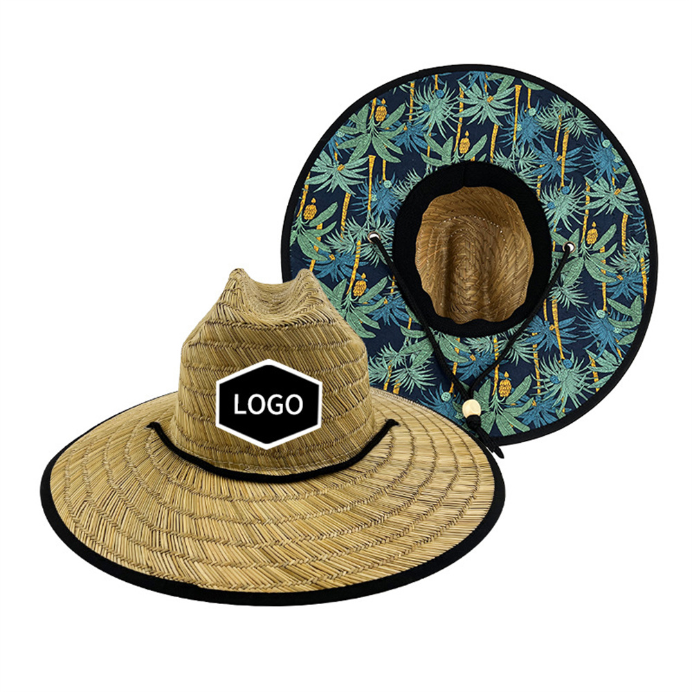 Oem Odm Custom Beach Lifeguard Straw Hat Logo Men