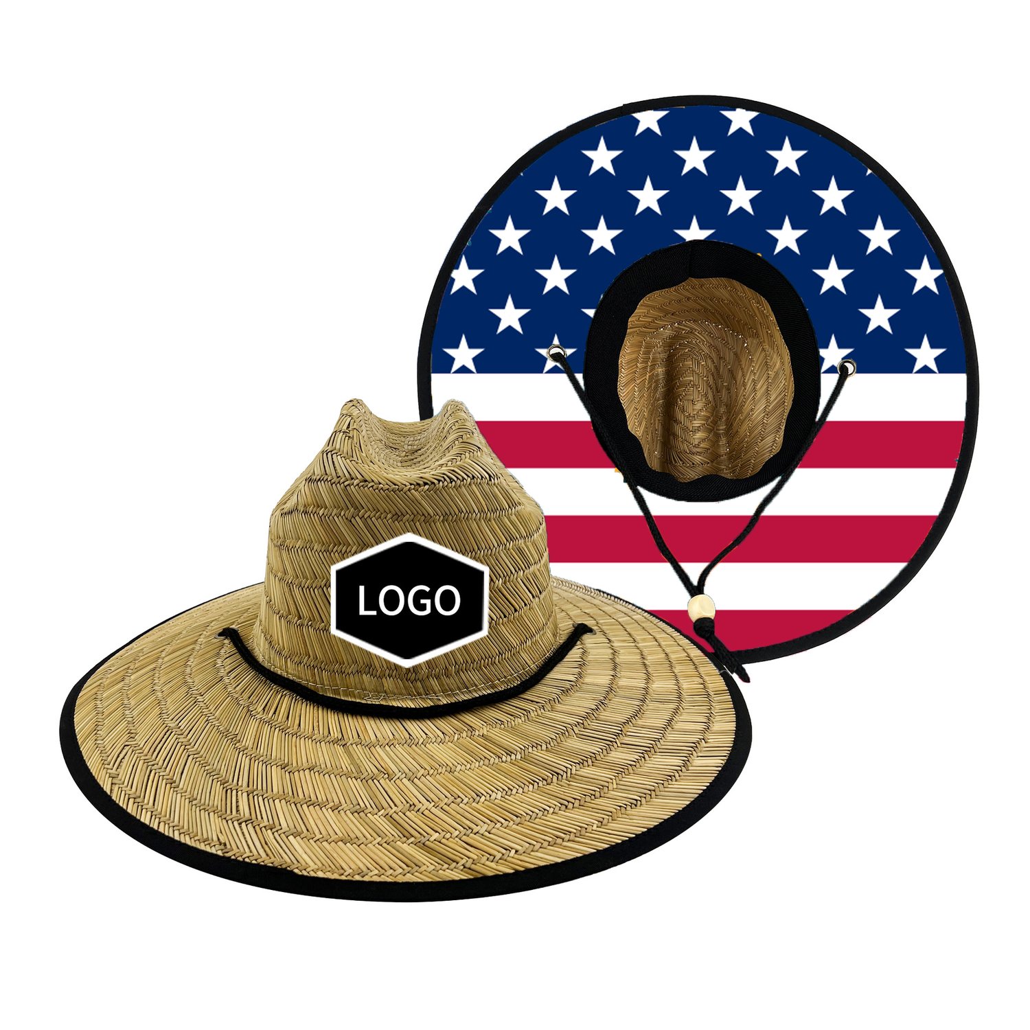 Oem Odm Custom Beach Lifeguard Straw Hat Logo Men