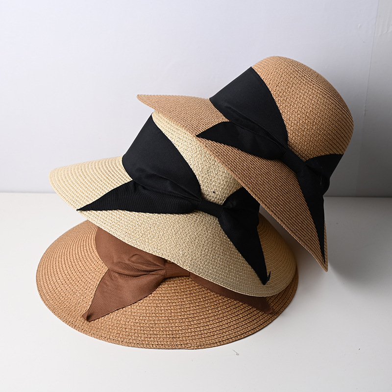 Oem Odm Women Summer Sun Upf Ladies Beach Straw Bucket Hat Supplier With Bowknot