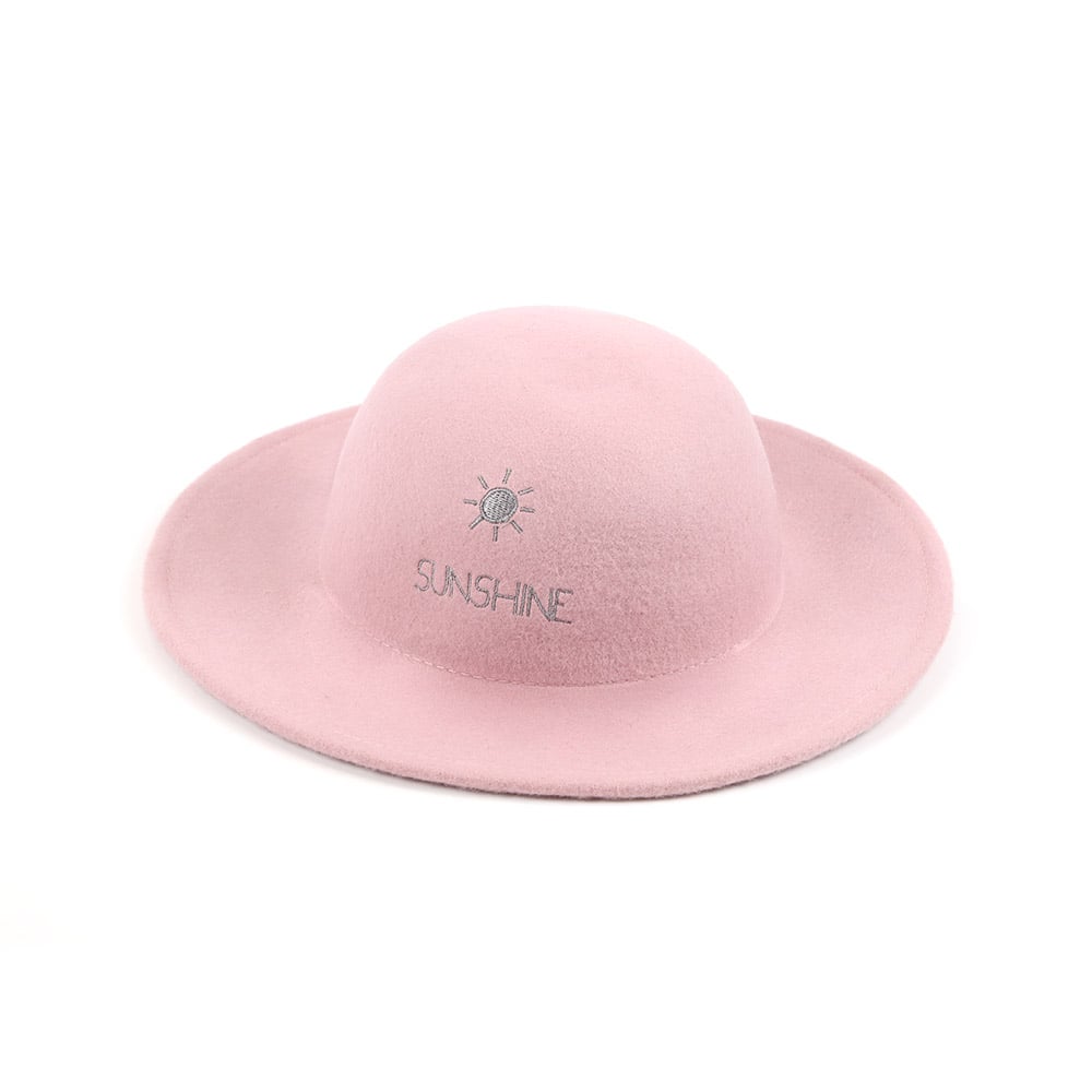 Embroidered Logo 100 Wool Dome Kids Children Child Baby Felt Hat For Kids Children