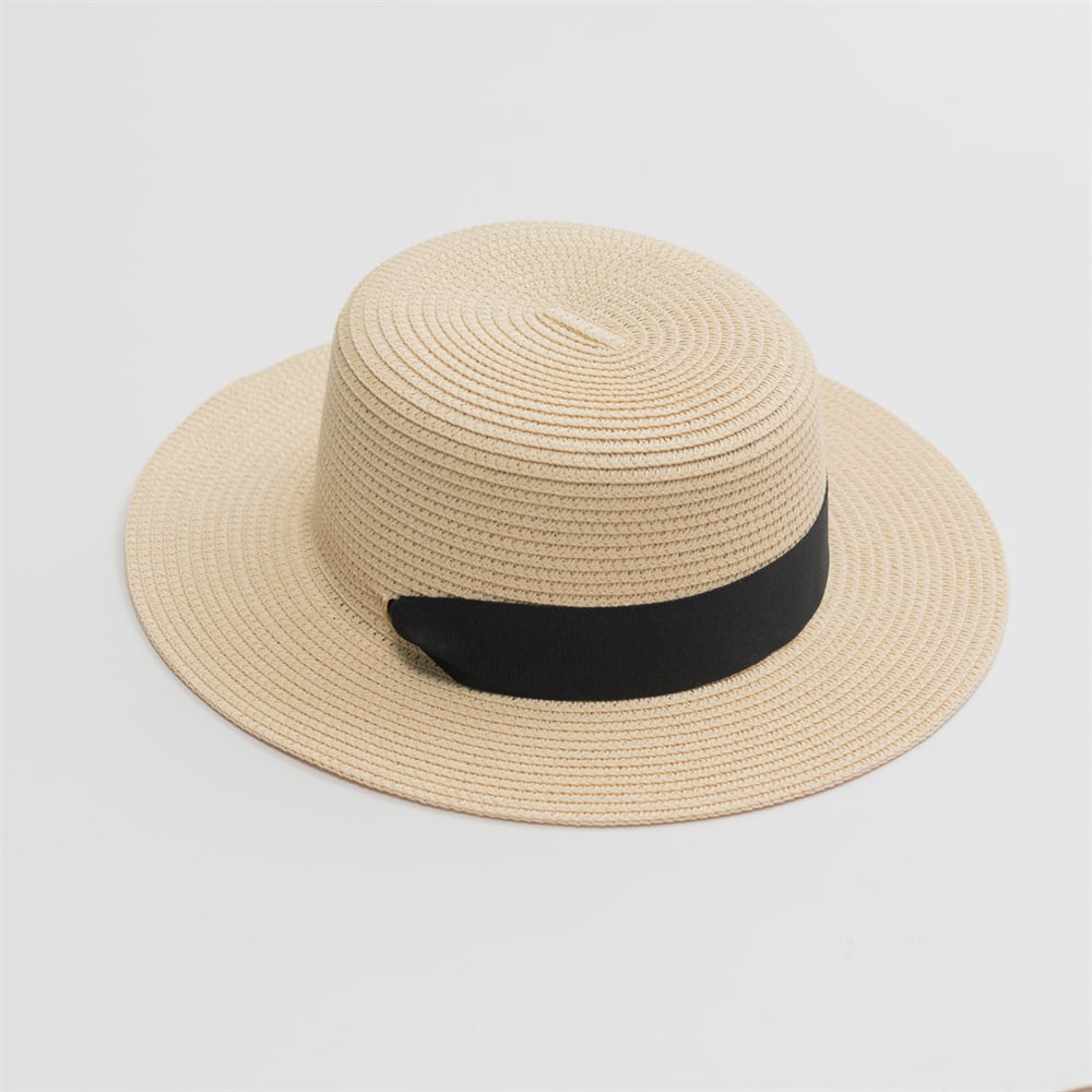 Flat Top Bowler Hat Summer Panama Straw Hat Beach Women Summer Straw Hats