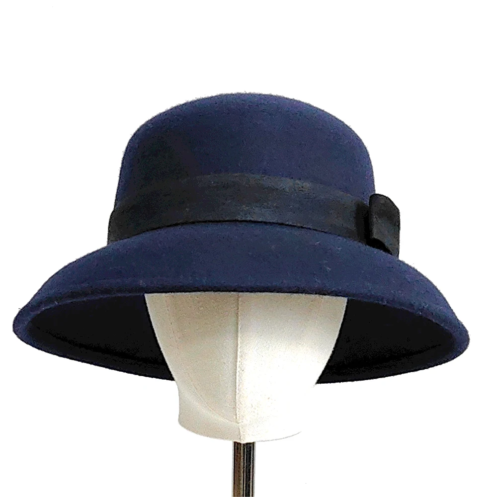 Women'S  Felt Bucket Hat Cloche Round Hat Wool Blend Vintage Wool Fedora Church