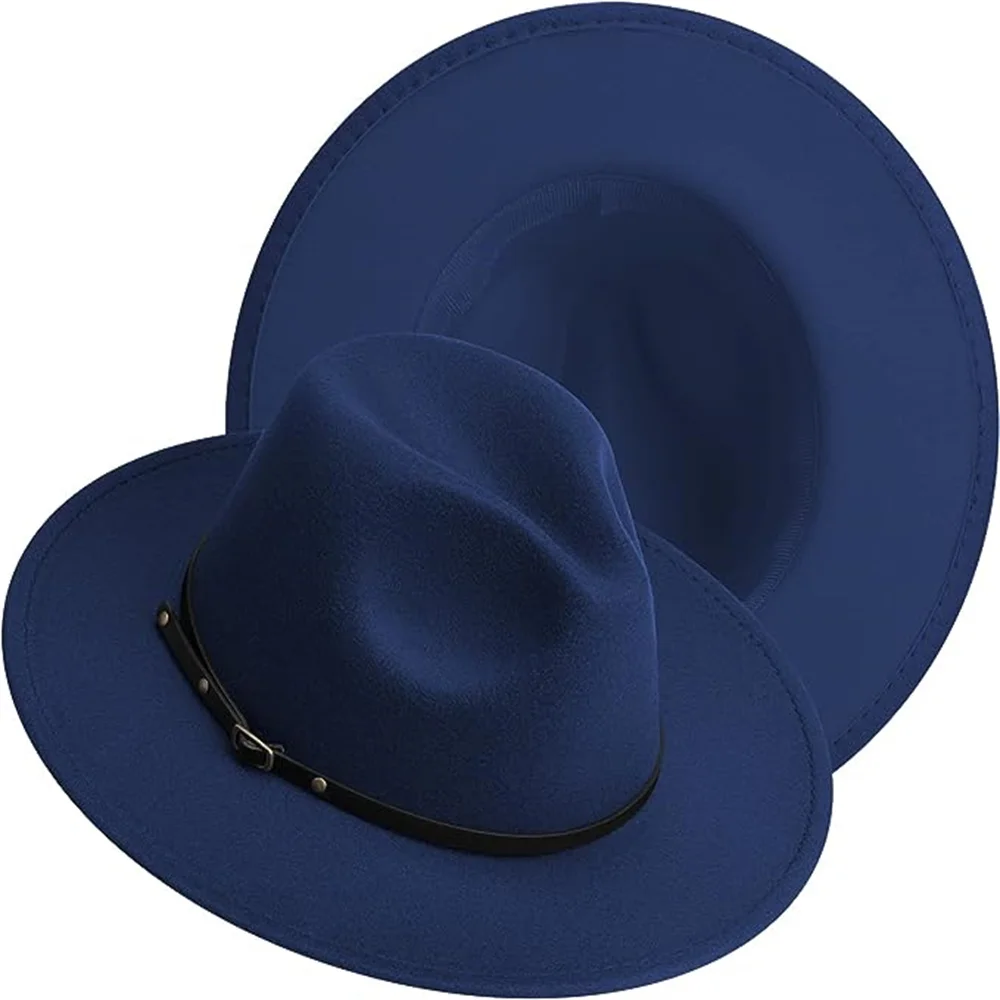 Wide Brim Dress Panama Hat Two Tone Fedora Felt Hats For Men & Women