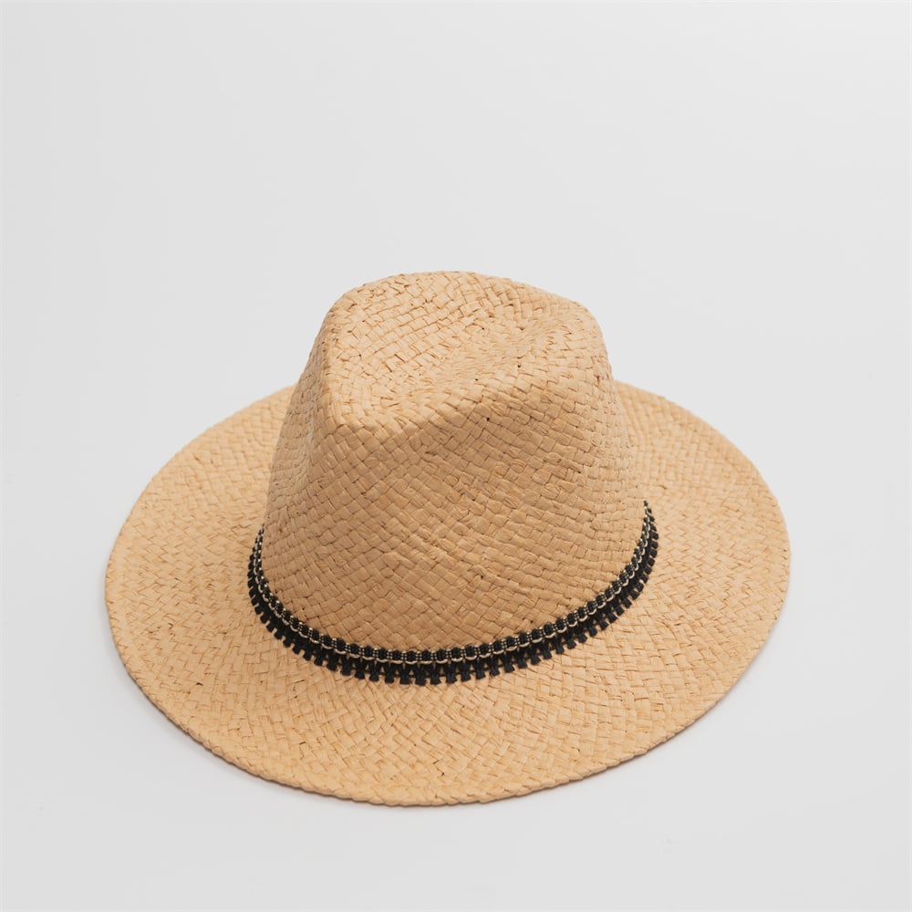 Custom Straw Fedora Hat Hot Sale Super Quality Summer Natural Imitated Raffia Lala Summer Panama Hat