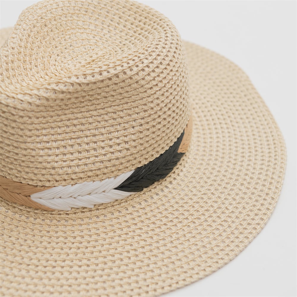 Beach Panama Sun Straw Fedora Hat For Women Men Wide Brim Fedora Straw Beach Hat Uv Upf 50